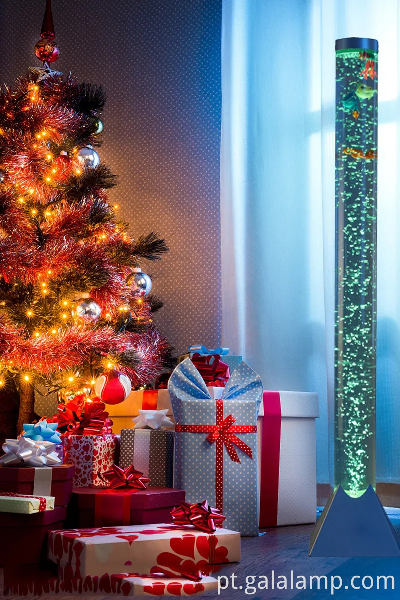 Aquário vibrante de bolha de fantasia LED com peixes coloridos e efeitos de luz